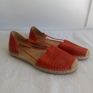 Eileen Fisher Lee Espadrille Sandals Orange Jute Womens 7.5 Casual Flats A6
